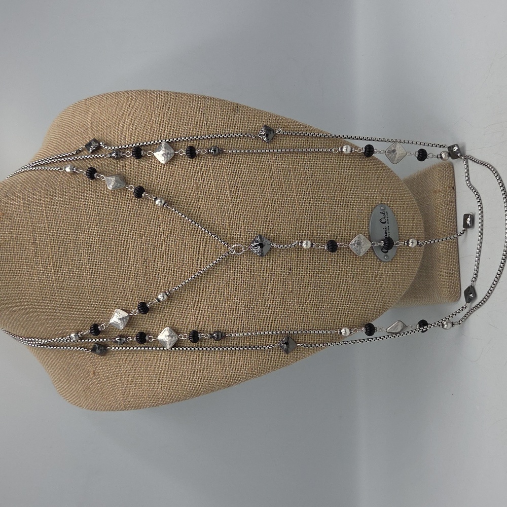Chico's Silver and Black Beaded Convertible Necklace